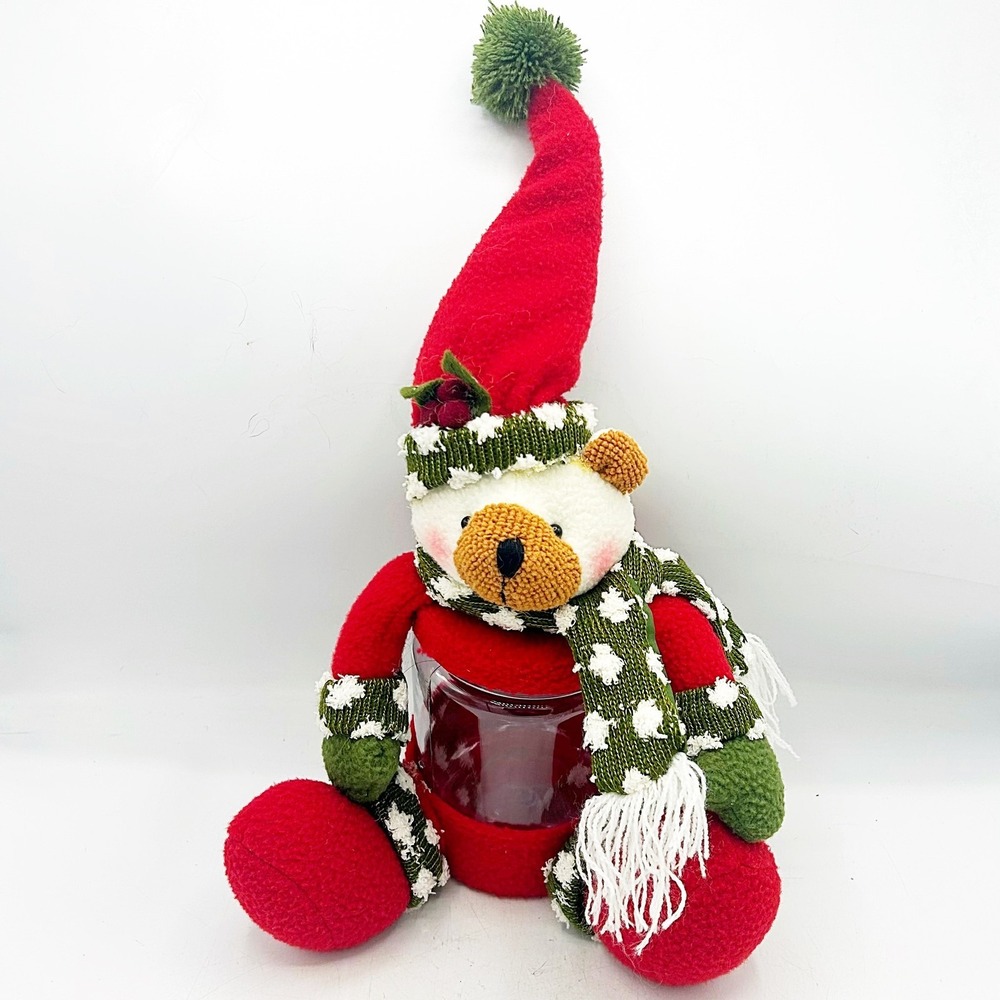 Christmas Polar Bear Plush with‎ Jar Belly 10" H